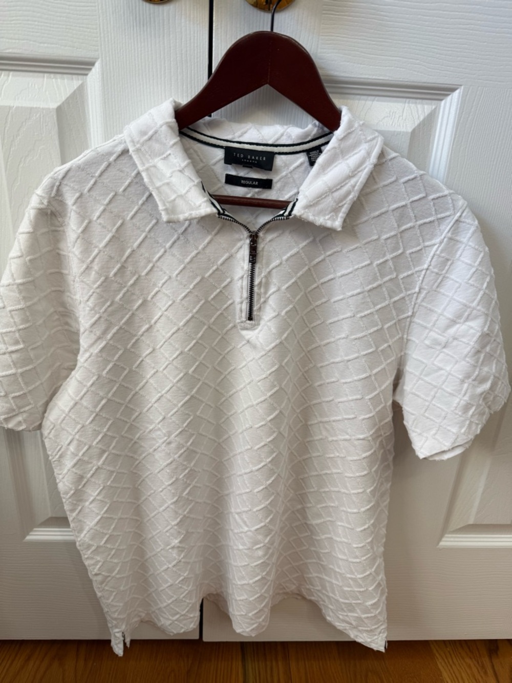 Ted Baker White Quilted Zip Polo